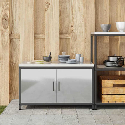 Küchenlagerregal mit Regal mit Tür Silber Galvanisierter Stahl