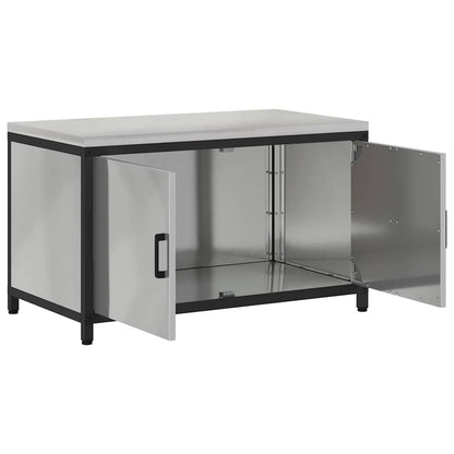 Küchenlagerregal mit Regal mit Tür Silber Galvanisierter Stahl