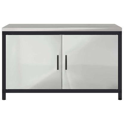 Küchenlagerregal mit Regal mit Tür Silber Galvanisierter Stahl