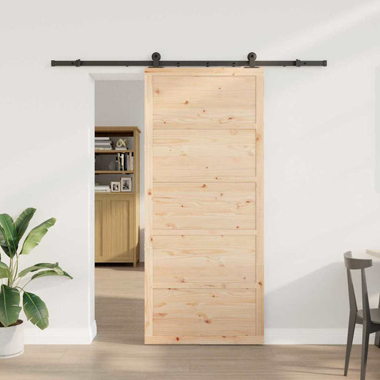 Schiebetür Braun 80 x 208 cm Massivholz Kiefer