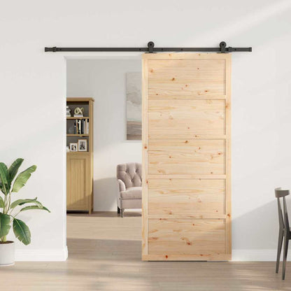 Schiebetür Braun 80 x 208 cm Massivholz Kiefer