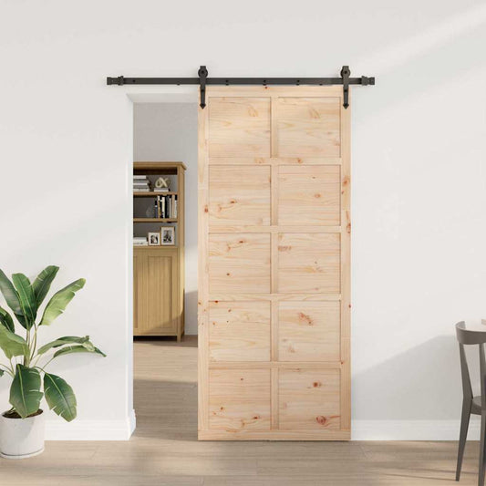 Schiebetür Braun 80 x 208 cm Massivholz Kiefer