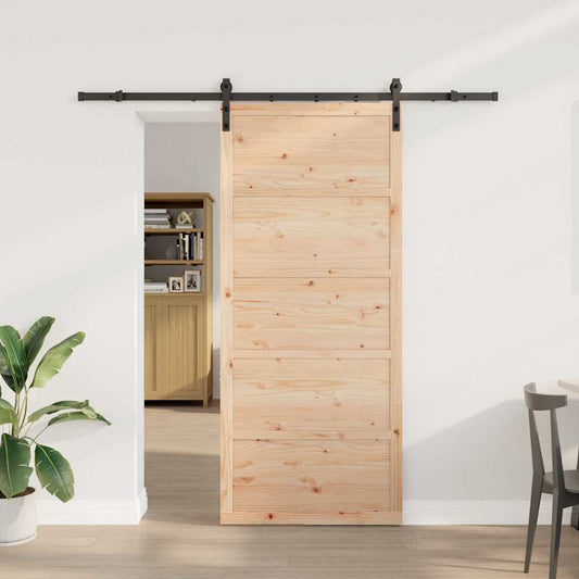 Schiebetür Braun 90 x 208 cm Massivholz Kiefer