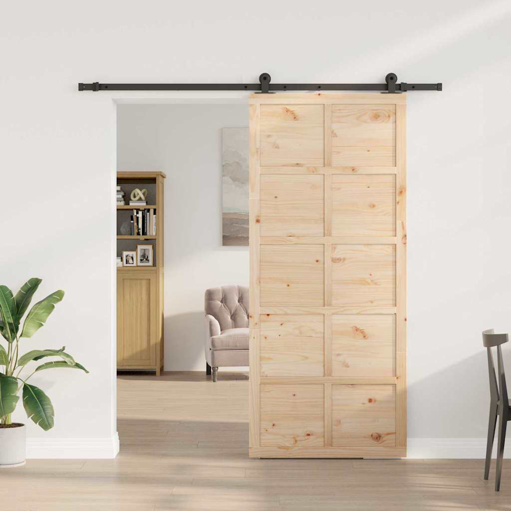 Schiebetür Braun 100 x 208 cm Massivholz Kiefer