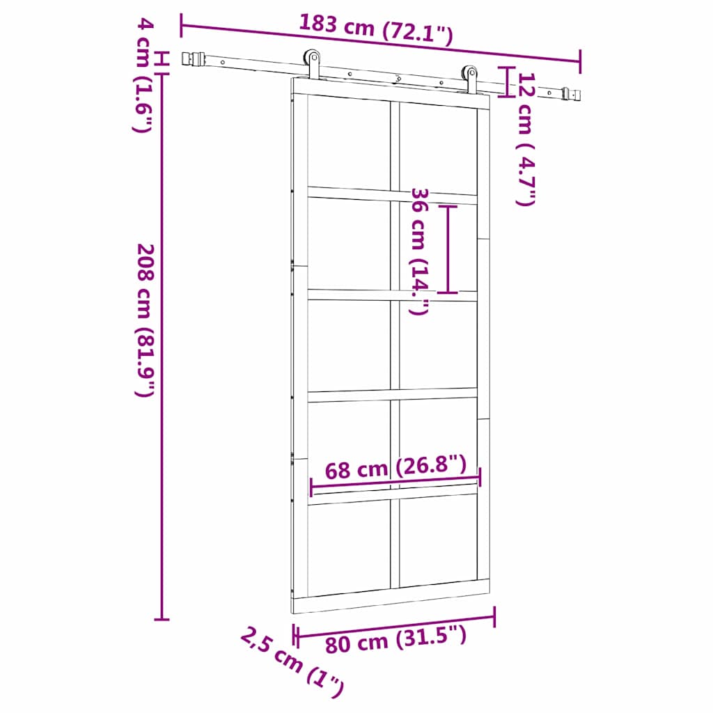 Schiebetür Braun 80 x 208 cm Massivholz Kiefer