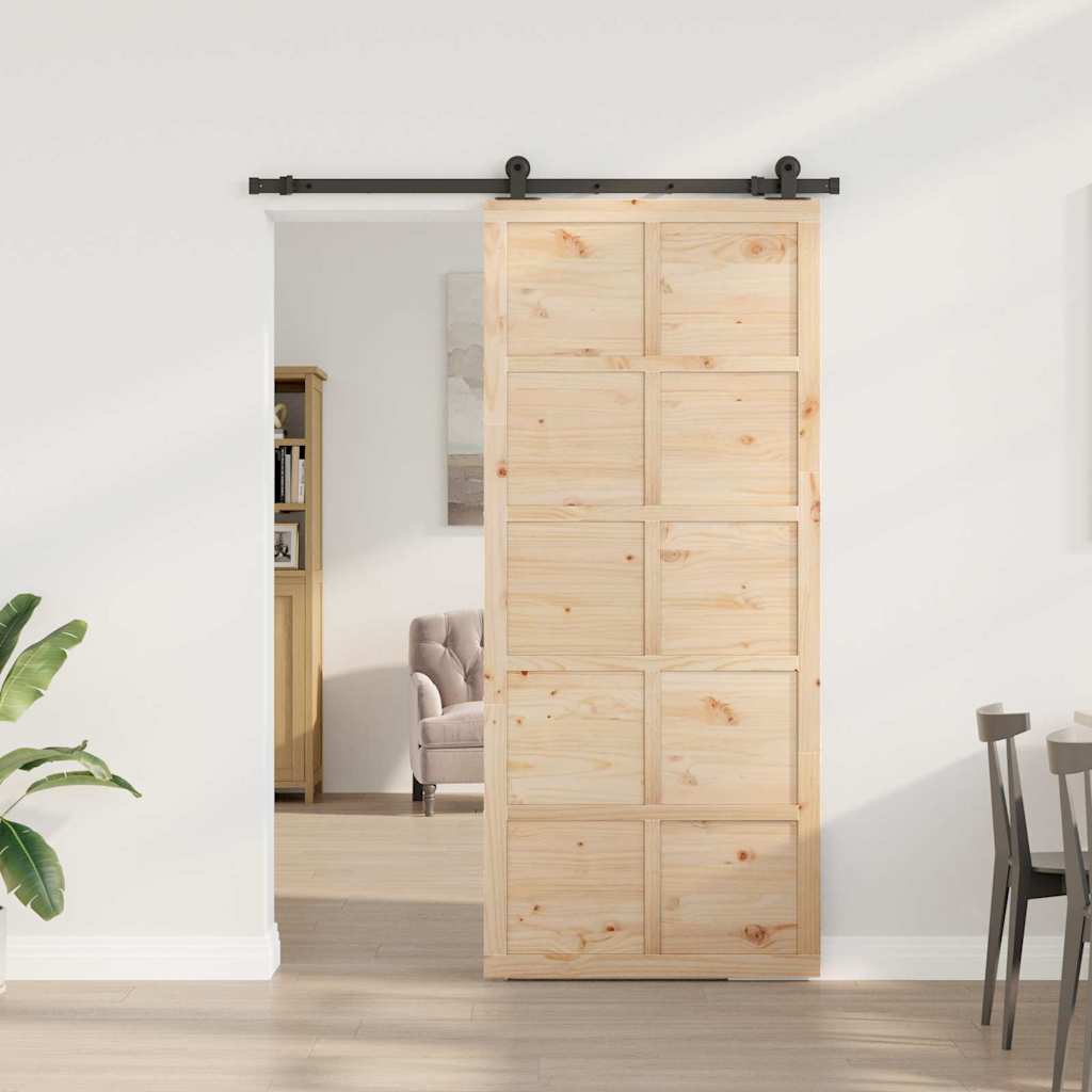 Schiebetür Braun 80 x 208 cm Massivholz Kiefer
