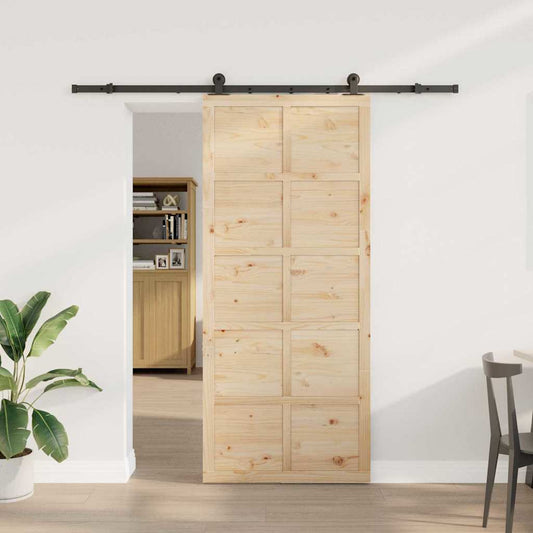 Schiebetür Braun 100 x 208 cm Massivholz Kiefer