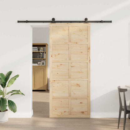 Schiebetür Braun 90 x 208 cm Massivholz Kiefer