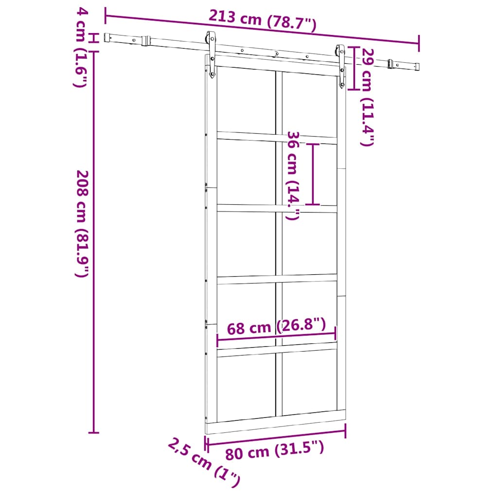 Schiebetür Braun 80 x 208 cm Massivholz Kiefer