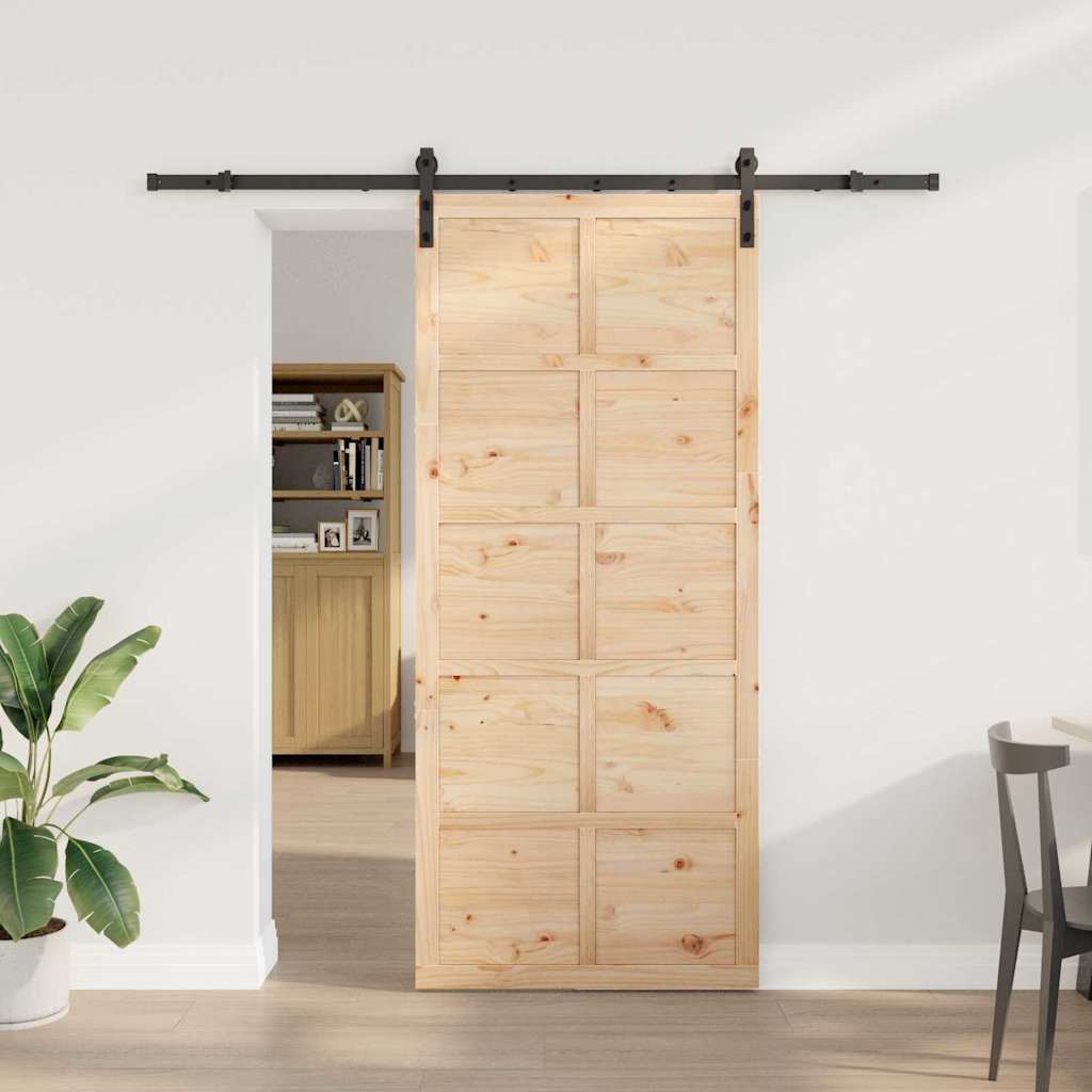 Schiebetür Braun 90 x 208 cm Massivholz Kiefer