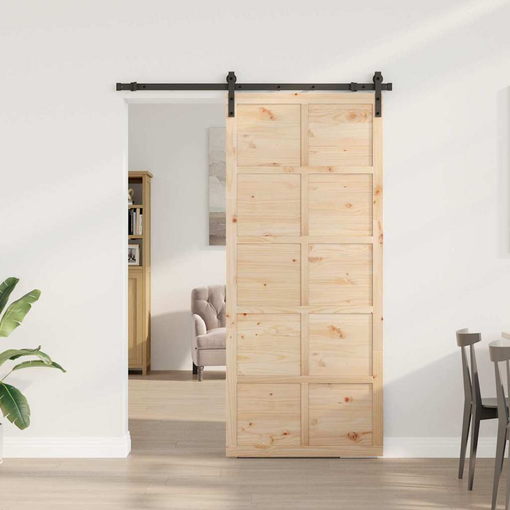 Schiebetür Braun 80 x 208 cm Massivholz Kiefer