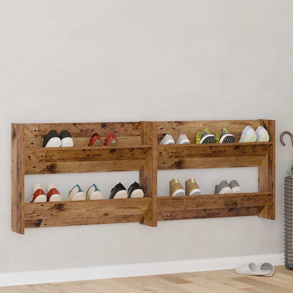 Wandschuhschränke mit Regal 2 pcs Altholz Holzwerkstoff