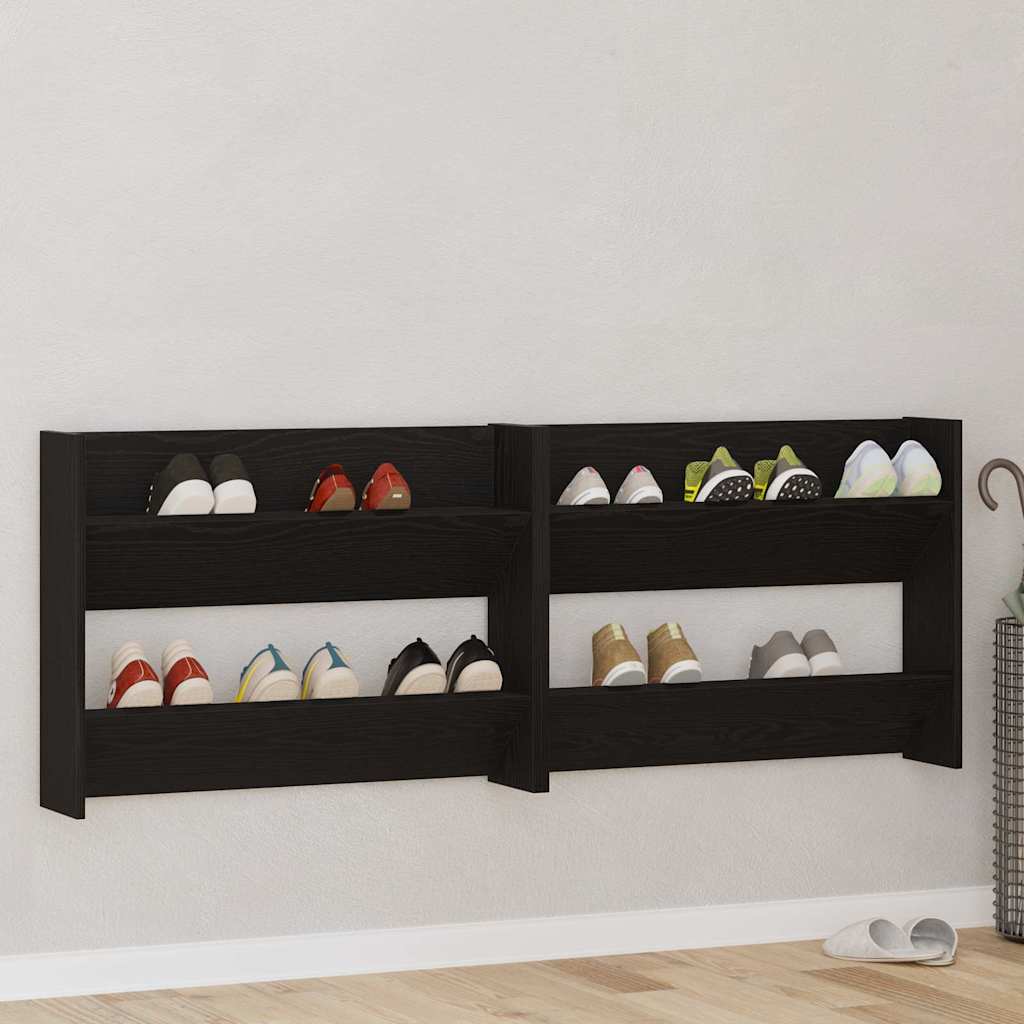 Wandschuhschränke mit Regal 2 pcs Schwarze Eiche Holzwerkstoff