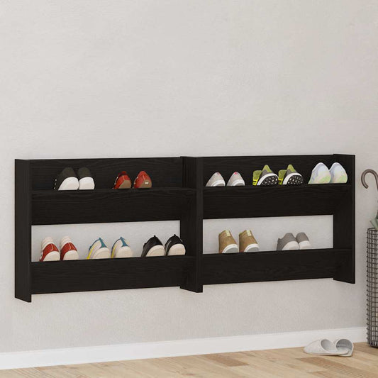 Wandschuhschränke mit Regal 2 pcs Schwarze Eiche Holzwerkstoff