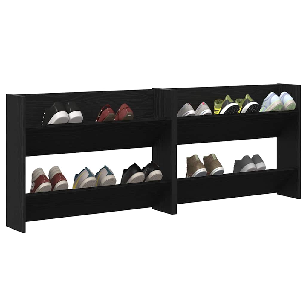 Wandschuhschränke mit Regal 2 pcs Schwarze Eiche Holzwerkstoff