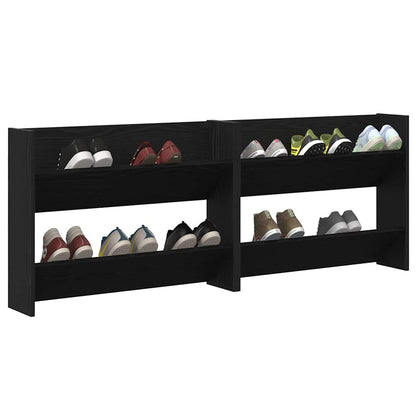 Wandschuhschränke mit Regal 2 pcs Schwarze Eiche Holzwerkstoff