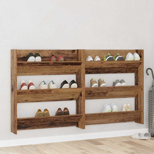 Wandschuhschränke mit Regal 2 pcs Altholz Holzwerkstoff