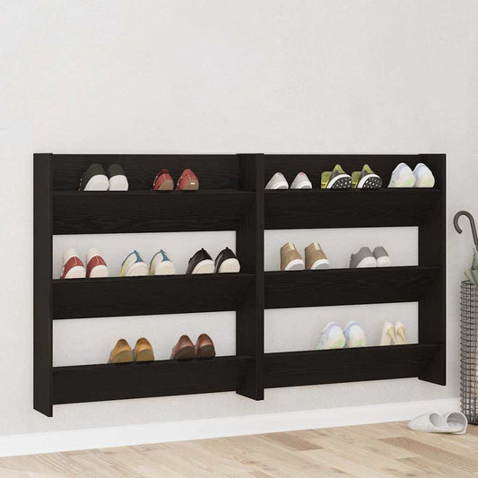 Wandschuhschränke mit Regal 2 pcs Schwarze Eiche Holzwerkstoff