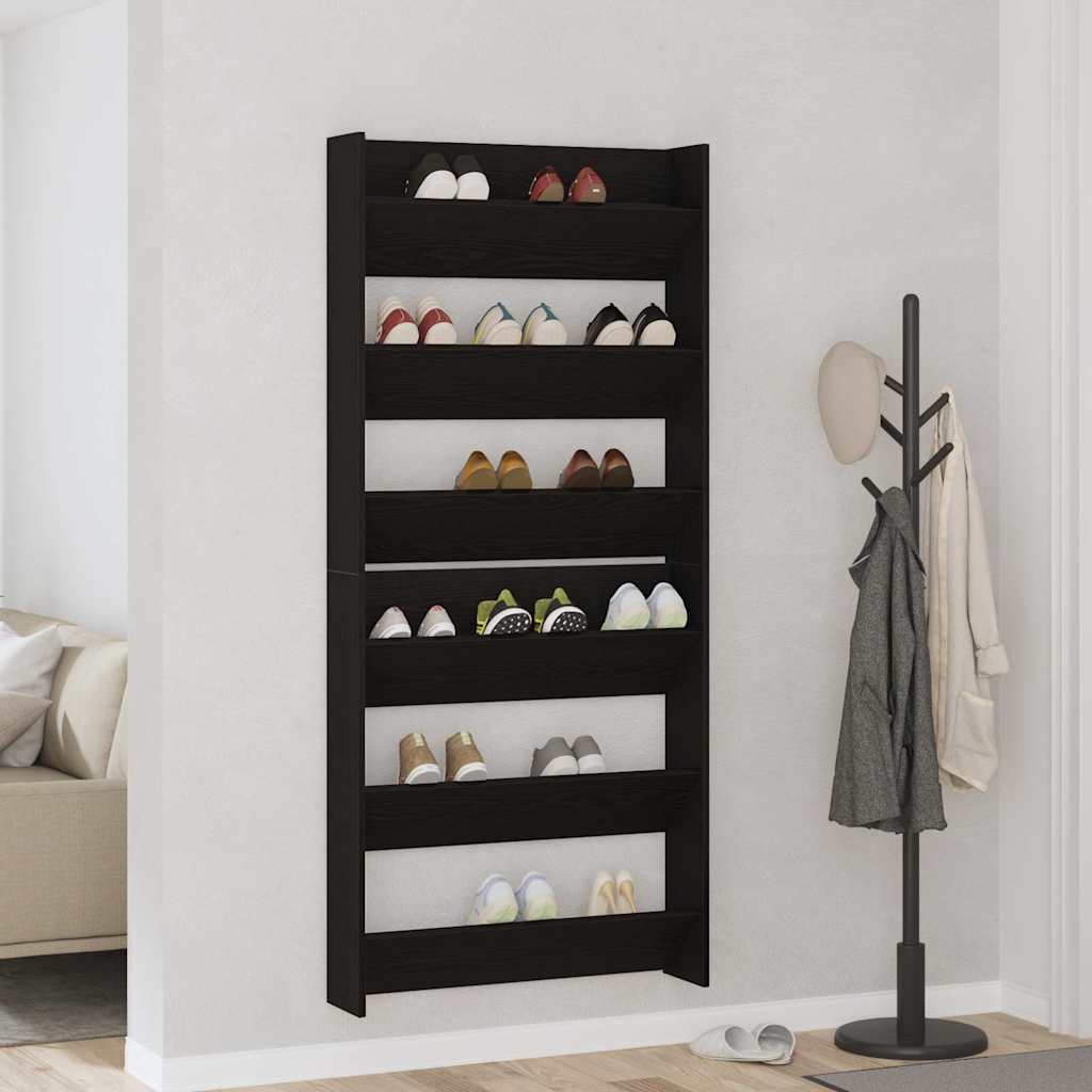 Wandschuhschränke mit Regal 2 pcs Schwarze Eiche Holzwerkstoff