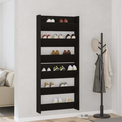 Wandschuhschränke mit Regal 2 pcs Schwarze Eiche Holzwerkstoff