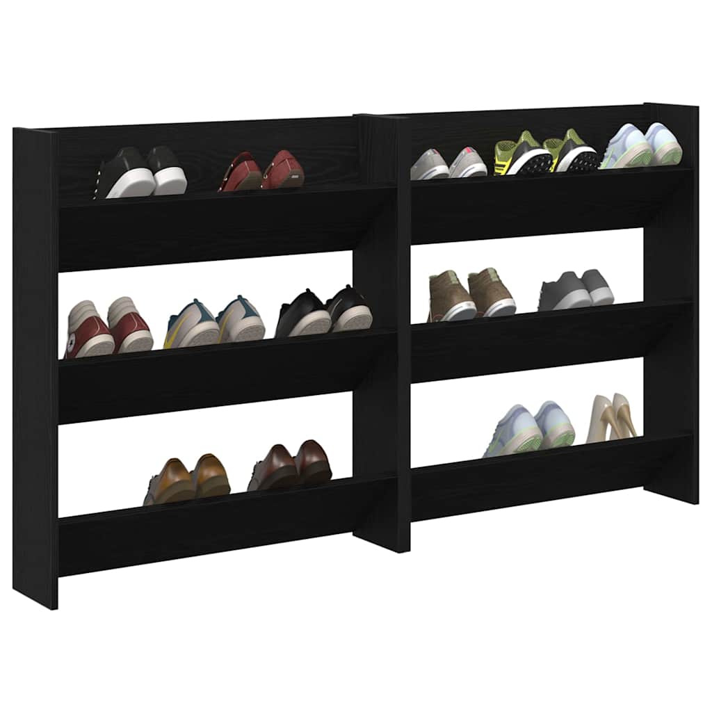 Wandschuhschränke mit Regal 2 pcs Schwarze Eiche Holzwerkstoff