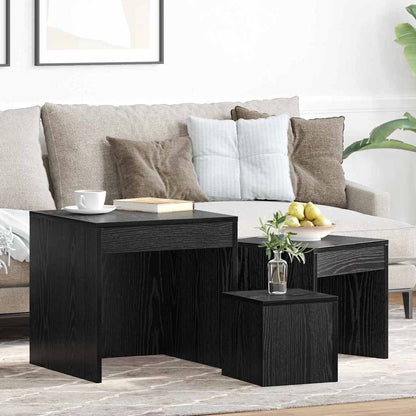 Kaffee-Tische 3 pcs Schwarz Eichen-Optik Holzwerkstoff