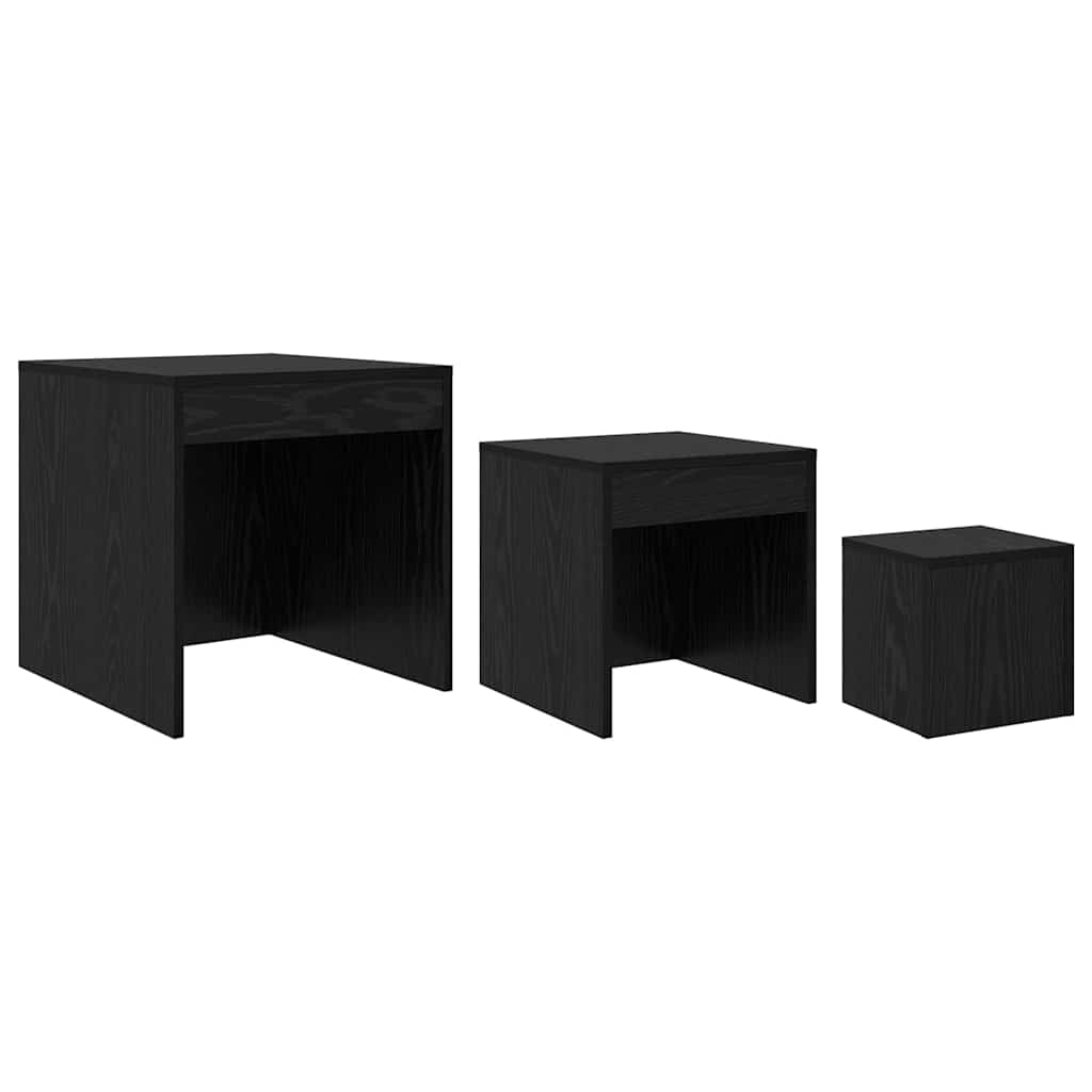 Kaffee-Tische 3 pcs Schwarze Eiche 45 x 45 x 45 cm