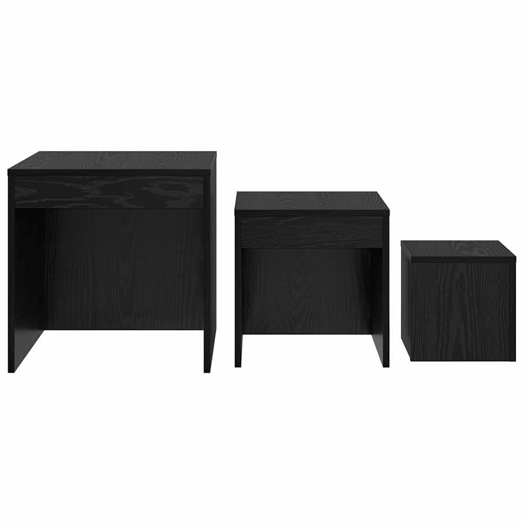 Kaffee-Tische 3 pcs Schwarze Eiche 45 x 45 x 45 cm