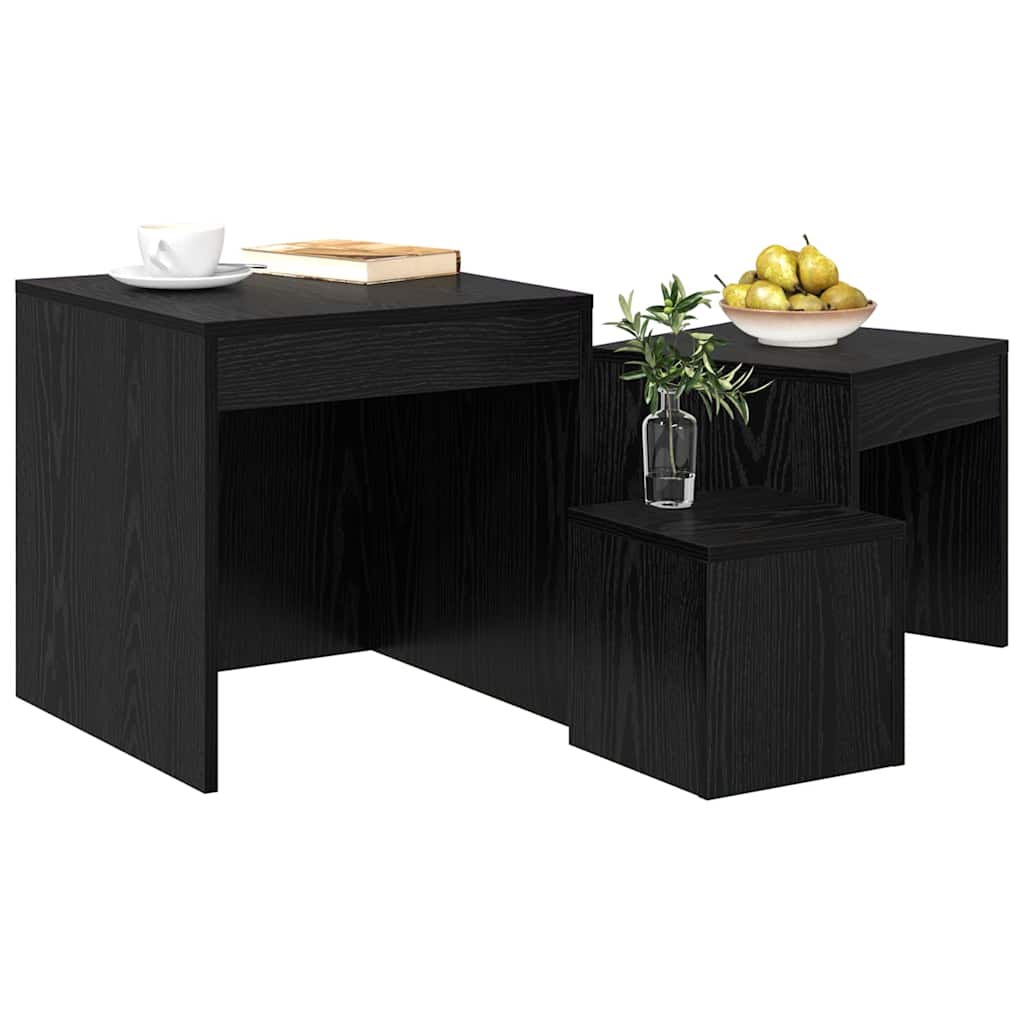 Kaffee-Tische 3 pcs Schwarze Eiche 45 x 45 x 45 cm