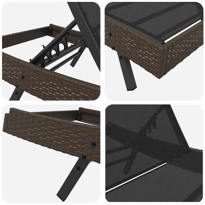 Liegestühle 3 pcs Braun 40 x 40 x 40,5 cm Poly-Rattan