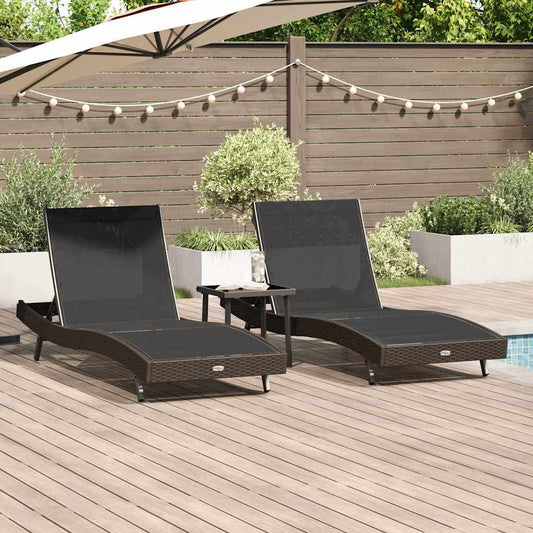 Liegestühle 3 pcs Braun 40 x 40 x 40,5 cm Poly-Rattan
