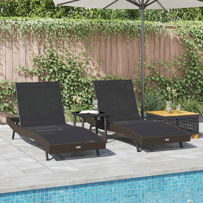 Liegestühle 3 pcs Braun 40 x 40 x 40,5 cm Poly-Rattan