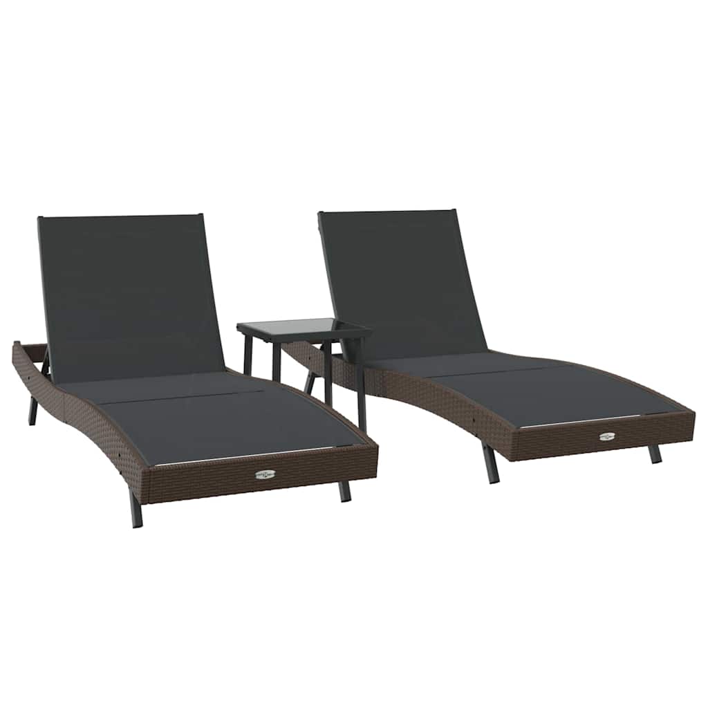 Liegestühle 3 pcs Braun 40 x 40 x 40,5 cm Poly-Rattan