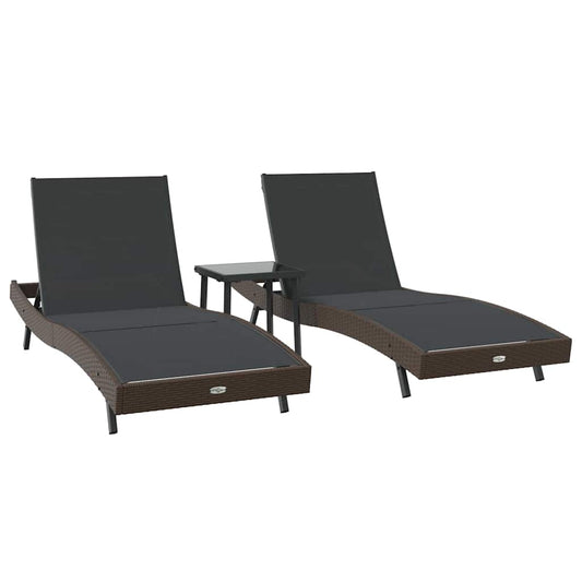 Liegestühle 3 pcs Braun 40 x 40 x 40,5 cm Poly-Rattan