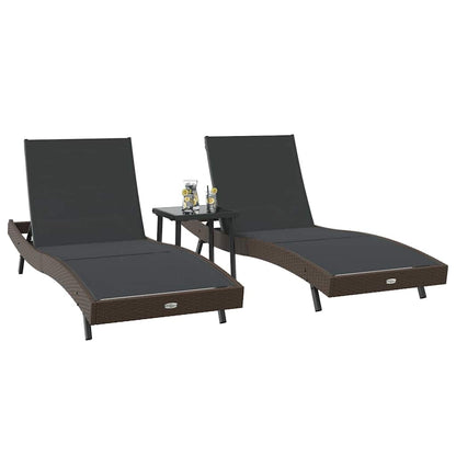 Liegestühle 3 pcs Braun 40 x 40 x 40,5 cm Poly-Rattan