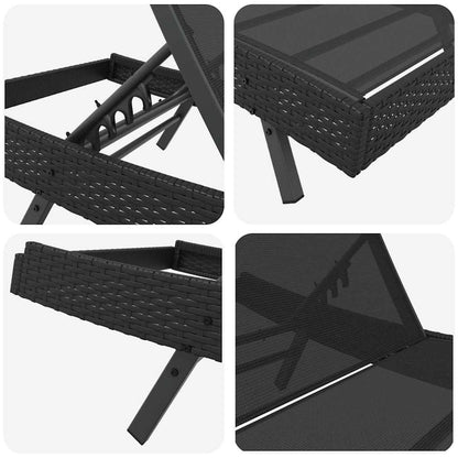 Liegestühle 3 pcs Schwarz 40 x 40 x 40,5 cm Poly-Rattan