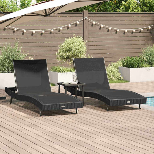 Liegestühle 3 pcs Schwarz 40 x 40 x 40,5 cm Poly-Rattan