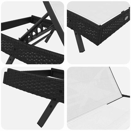 Liegestühle 3 pcs Schwarz und Weiß 40 x 40 x 40,5 cm Poly-Rattan