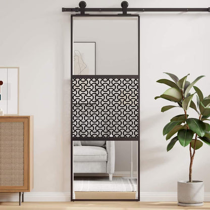 Schiebetür Schwarz 76 x 205 cm Gehärtetes Glas, Aluminium