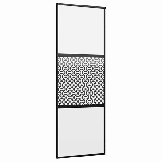 Schiebetür Schwarz 76 x 205 cm Gehärtetes Glas, Aluminium