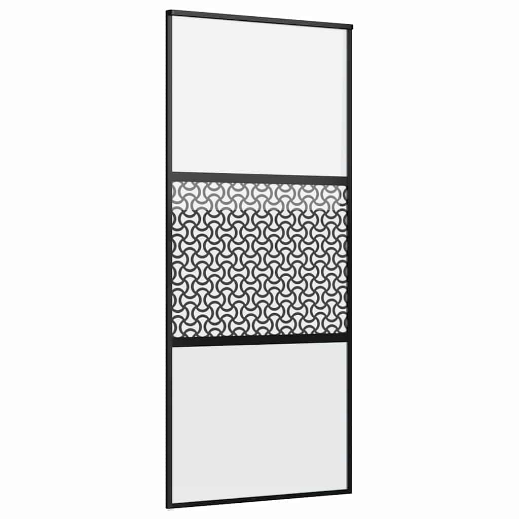 Schiebetür Schwarz 90 x 205 cm Gehärtetes Glas, Aluminium