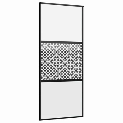 Schiebetür Schwarz 90 x 205 cm Gehärtetes Glas, Aluminium