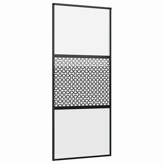 Schiebetür Schwarz 90 x 205 cm Gehärtetes Glas, Aluminium