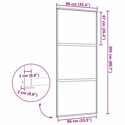 Schiebetür Schwarz 90 x 205 cm Gehärtetes Glas, Aluminium
