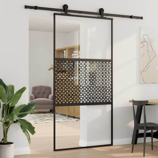 Schiebetür Schwarz 102.5 x 205 cm Gehärtetes Glas, Aluminium