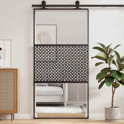 Schiebetür Schwarz 102.5 x 205 cm Gehärtetes Glas, Aluminium