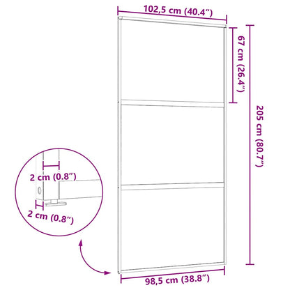 Schiebetür Schwarz 102.5 x 205 cm Gehärtetes Glas, Aluminium