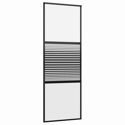 Schiebetür Schwarz 76 x 205 cm Gehärtetes Glas, Aluminium