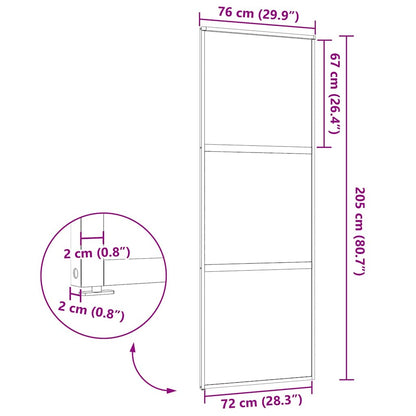 Schiebetür Schwarz 76 x 205 cm Gehärtetes Glas, Aluminium