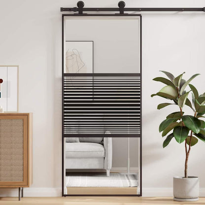 Schiebetür Schwarz 90 x 205 cm Gehärtetes Glas, Aluminium